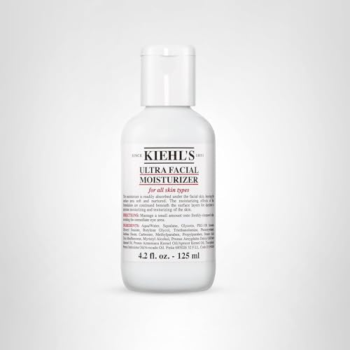 Kiehl's Ultra Facial Moisturizer, for Easy Daily Hydration, Infused with Squalane and Glycerin, Replenishes Moisture Barrier and Softens Skin, Suitable for All Skin Types, Fragrance-Free