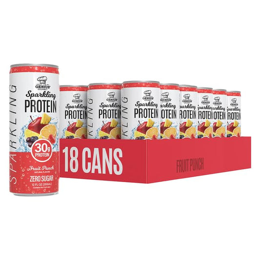 Genius Gourmet Clear Protein Sparkling Water Fruit Punch, 18 Pack
