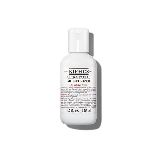 Kiehl's Ultra Facial Moisturizer, for Easy Daily Hydration, Infused with Squalane and Glycerin, Replenishes Moisture Barrier and Softens Skin, Suitable for All Skin Types, Fragrance-Free