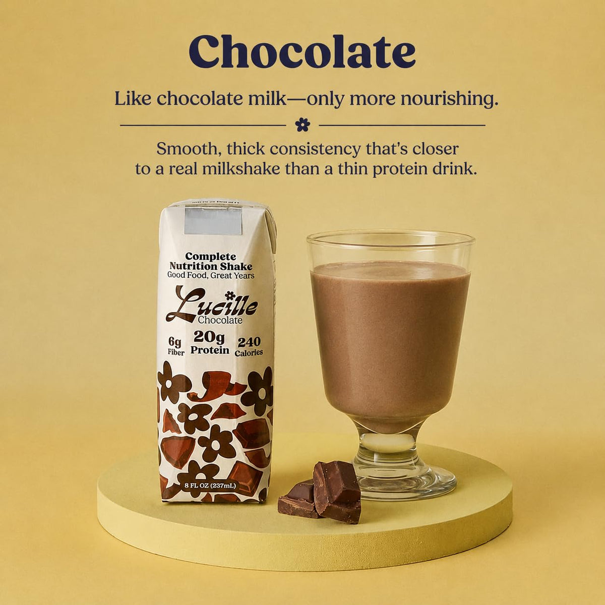 Lucille Meal Replacement Shake for Adults, Chocolate, 8 oz, 12 Pk