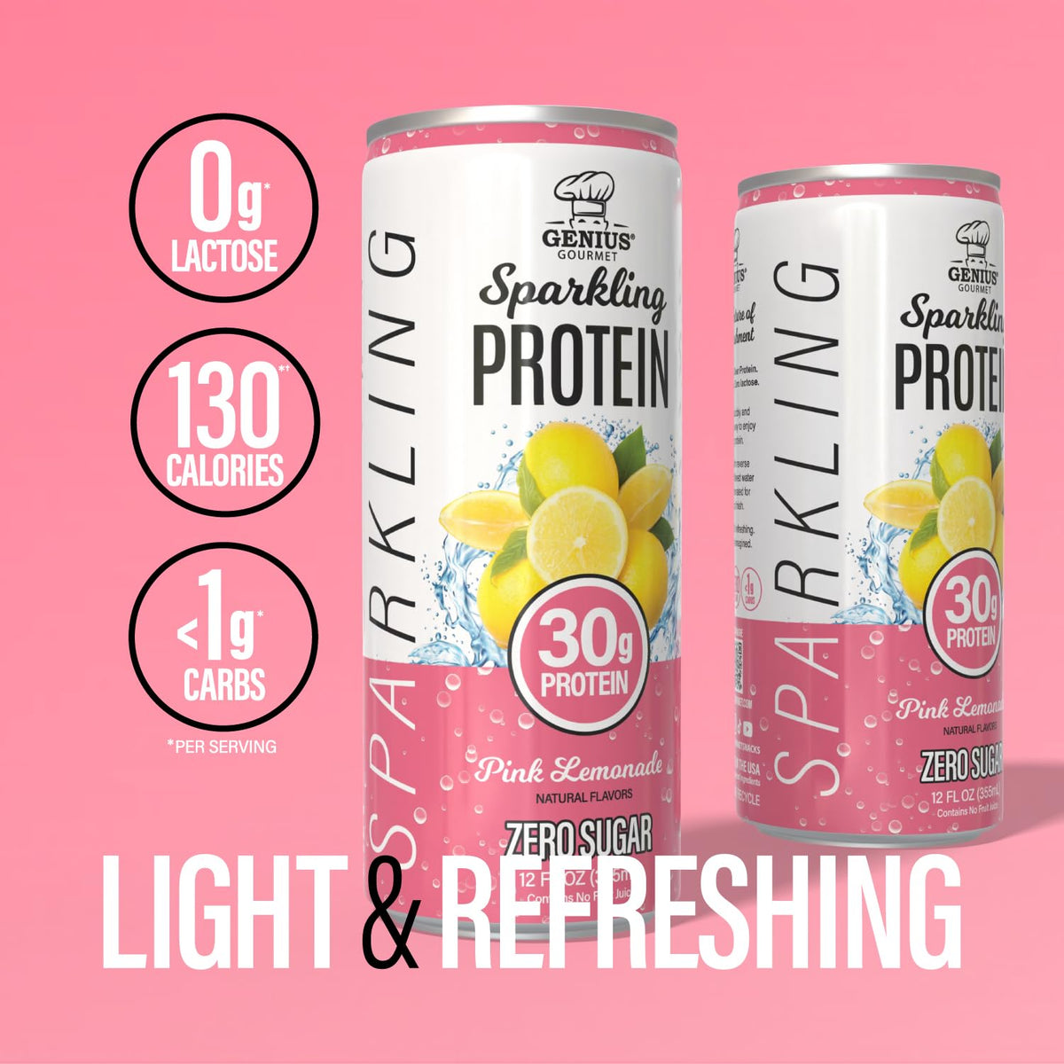 Genius Gourmet Clear Protein Sparkling Water Fruit Punch, 18 Pack