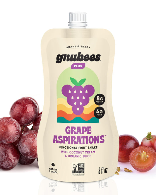 Gnubees Protein Smoothie, 6 Count – 8g Protein + 4g Fibersol | Ready-to-Drink Protein Shake For Adults with Real Fruits, Prebiotic, Non GMO, Lactose Free - Strawberry Wise, 8 fl oz