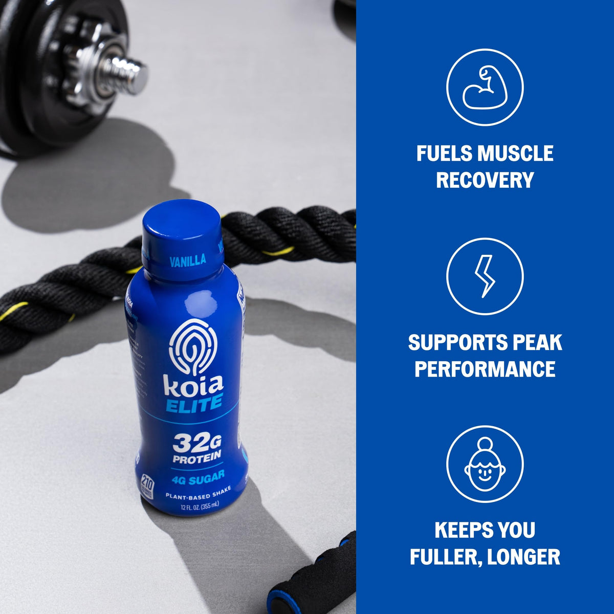 Koia Elite, Plant-Based Protein Shake with Prebiotic Fiber, Chocolate