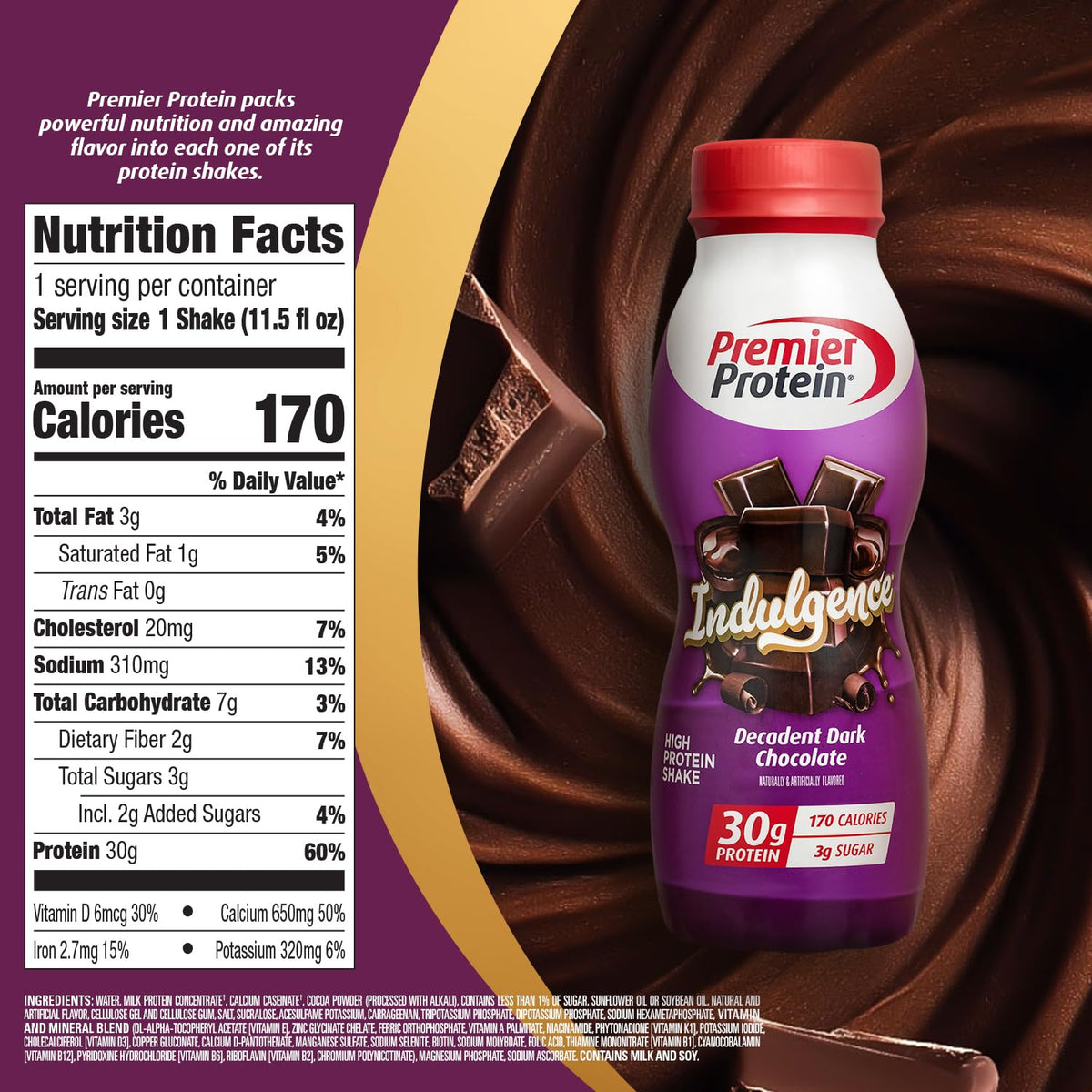 Premier Protein INDULGENCE 30g Shake, Salted Caramel Truffle, 12 Pack