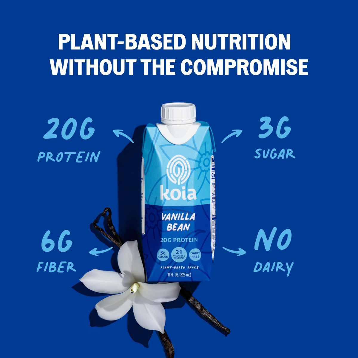 Koia Plant-Based Protein Shake, Chocolate Banana, 11 Fl Oz (Pack of 12)