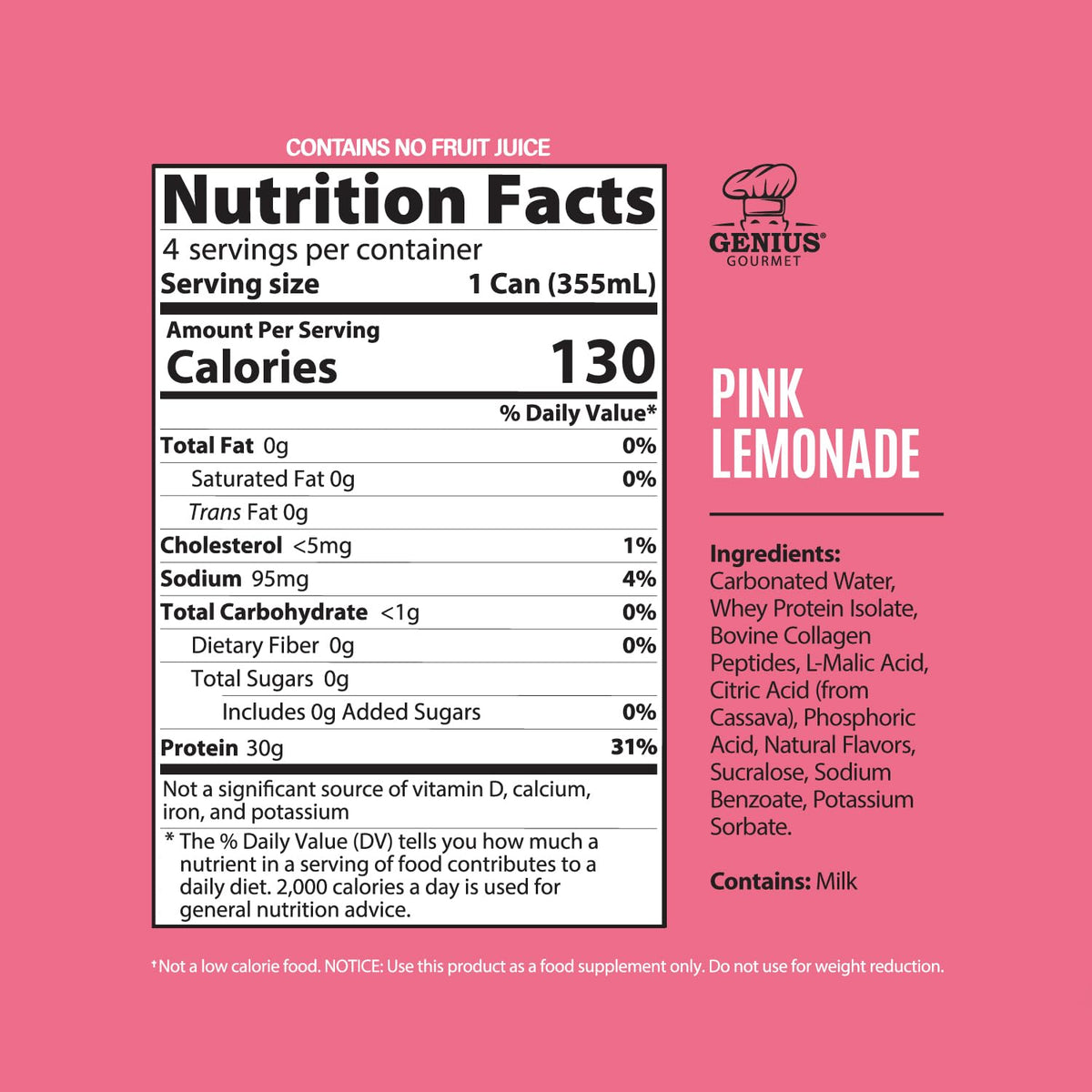 Genius Gourmet Clear Protein Sparkling Water Fruit Punch, 18 Pack