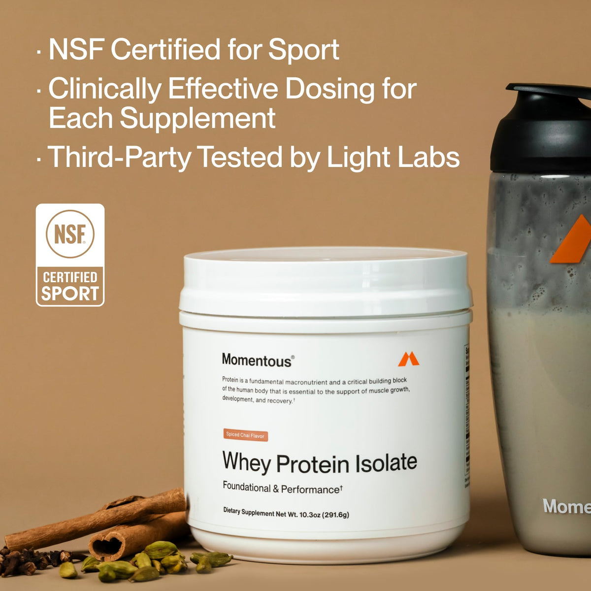 Momentous Grass-Fed Whey Protein Isolate Powder, 20g, Unflavored