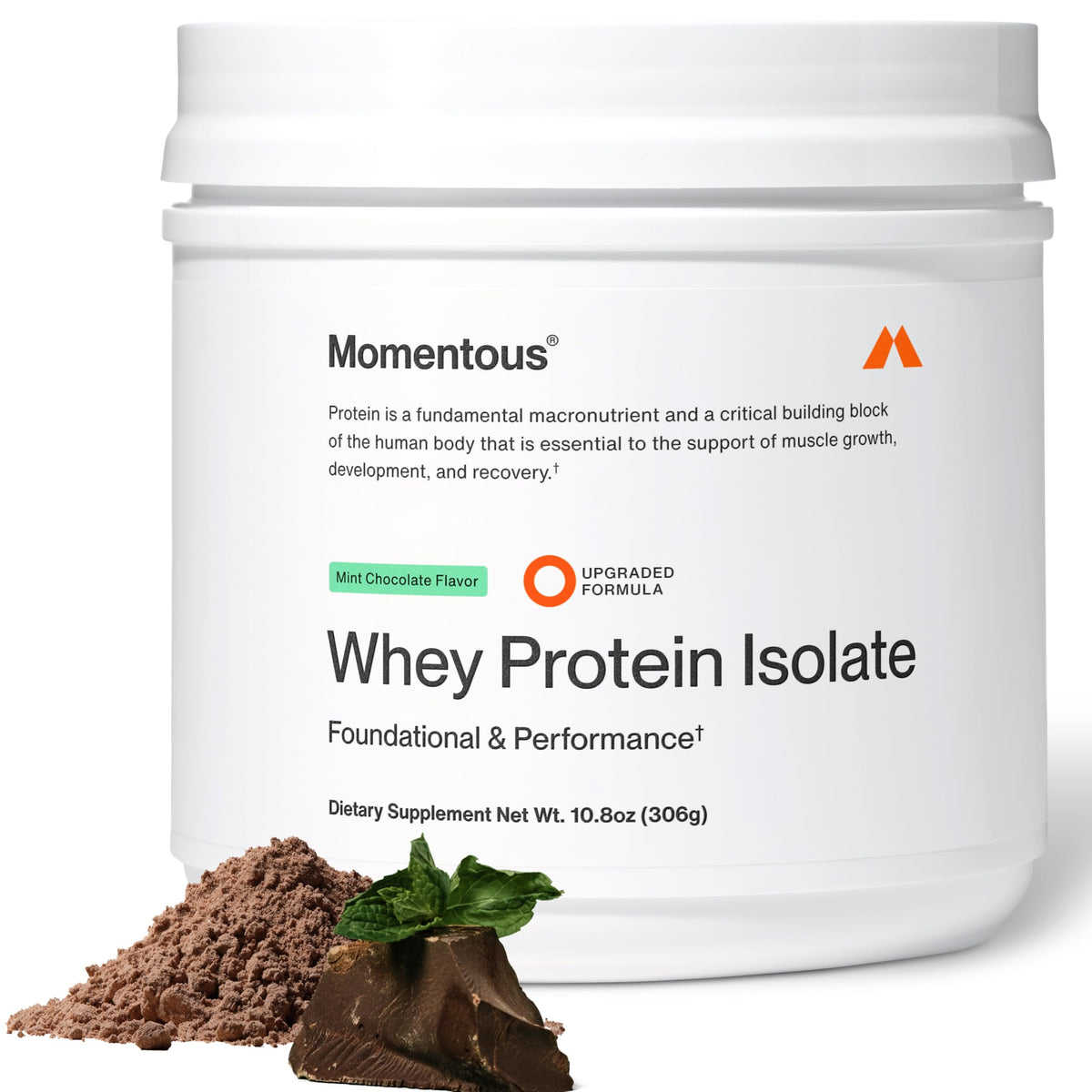 Momentous Grass-Fed Whey Protein Isolate Powder, 20g, Unflavored