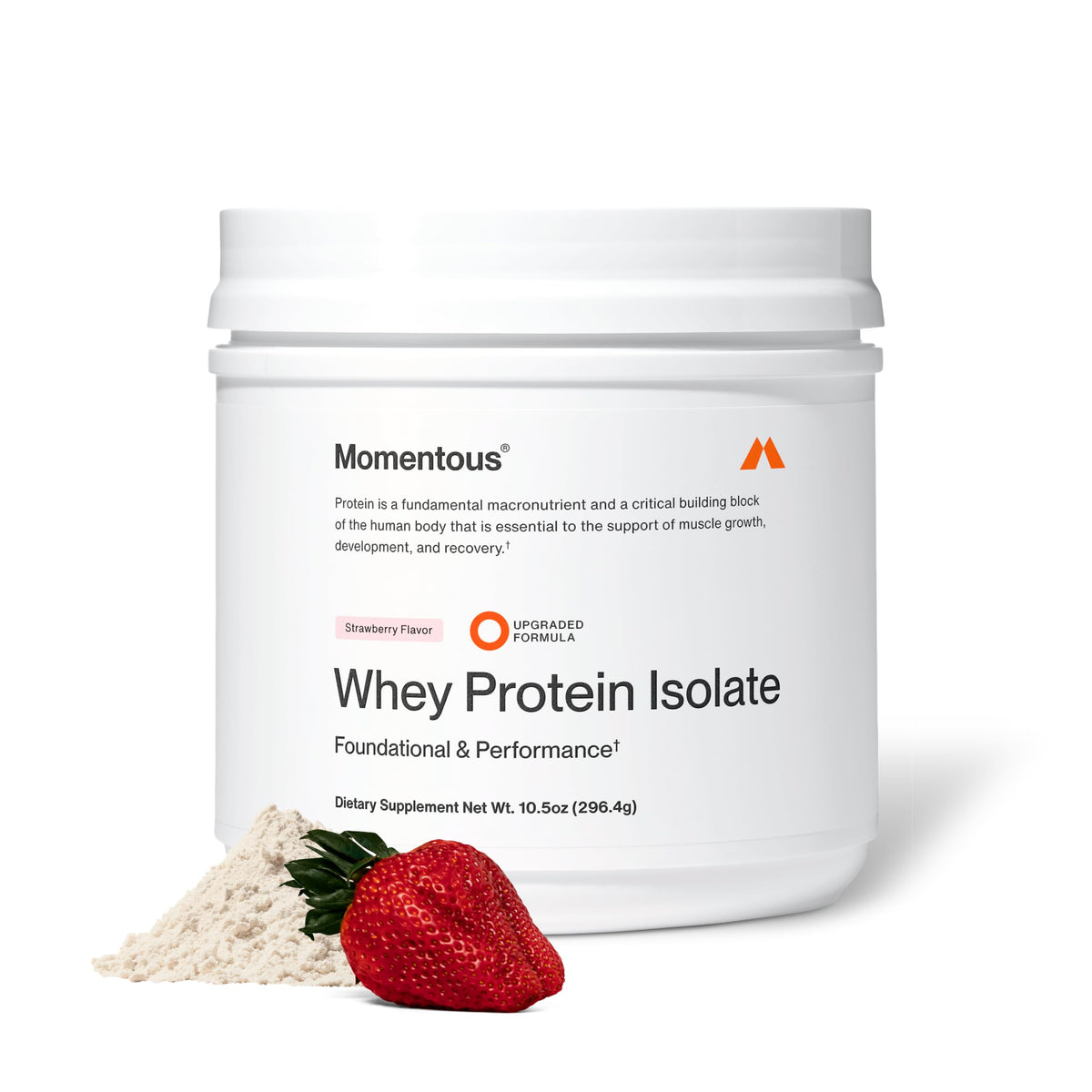 Momentous Grass-Fed Whey Protein Isolate Powder, 20g, Unflavored