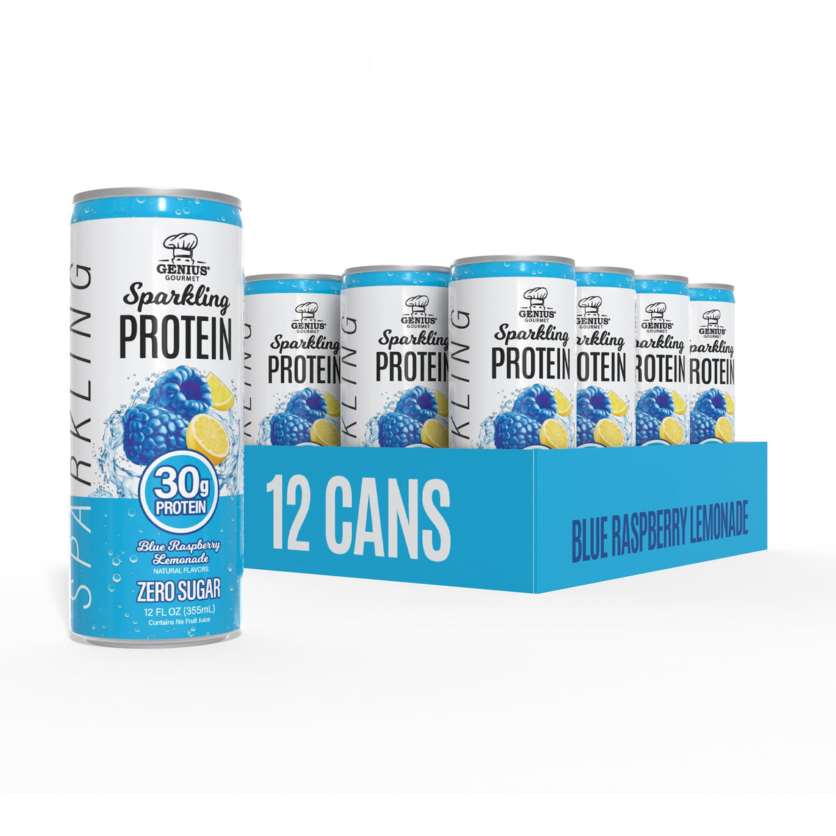 Genius Gourmet Clear Protein Sparkling Water Fruit Punch, 18 Pack