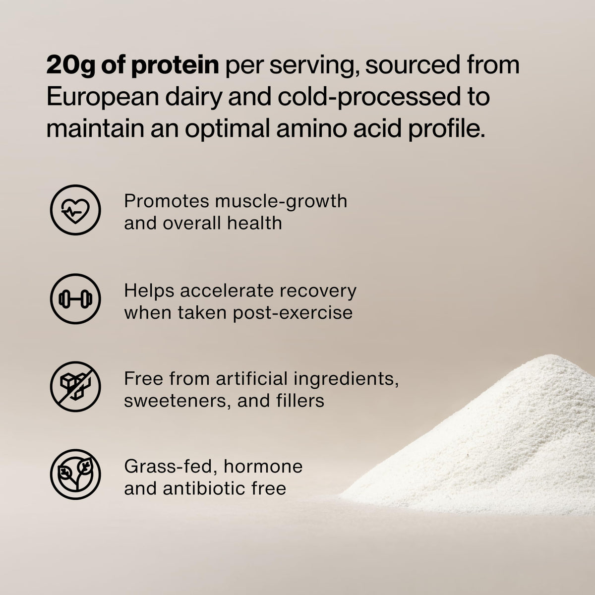 Momentous Grass-Fed Whey Protein Isolate Powder, 20g, Unflavored