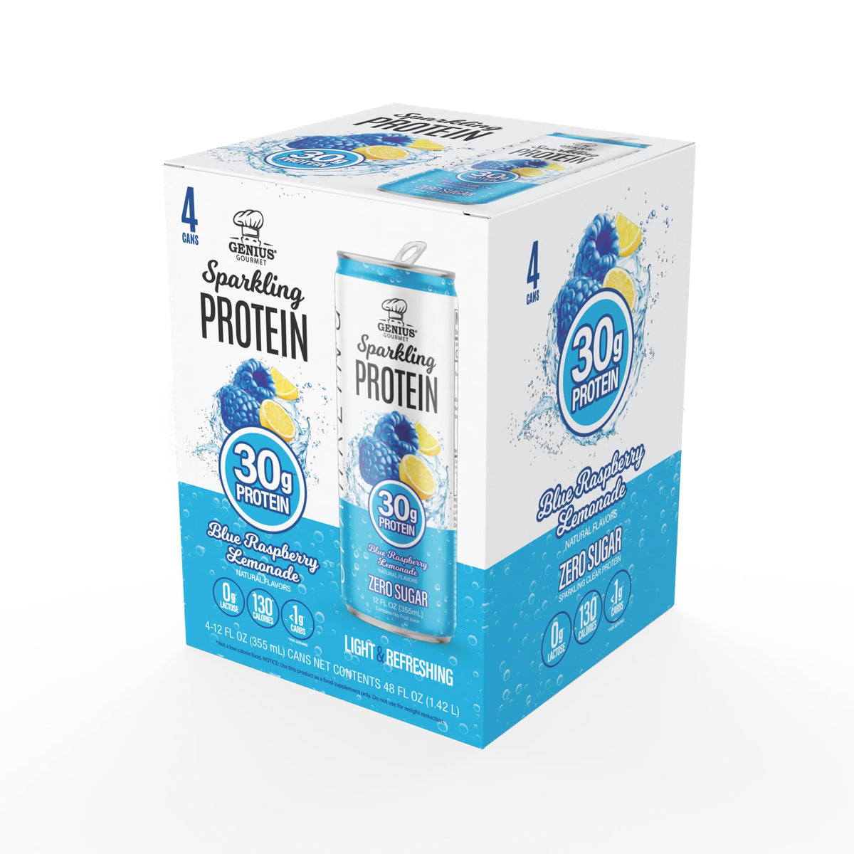 Genius Gourmet Clear Protein Sparkling Water Fruit Punch, 18 Pack