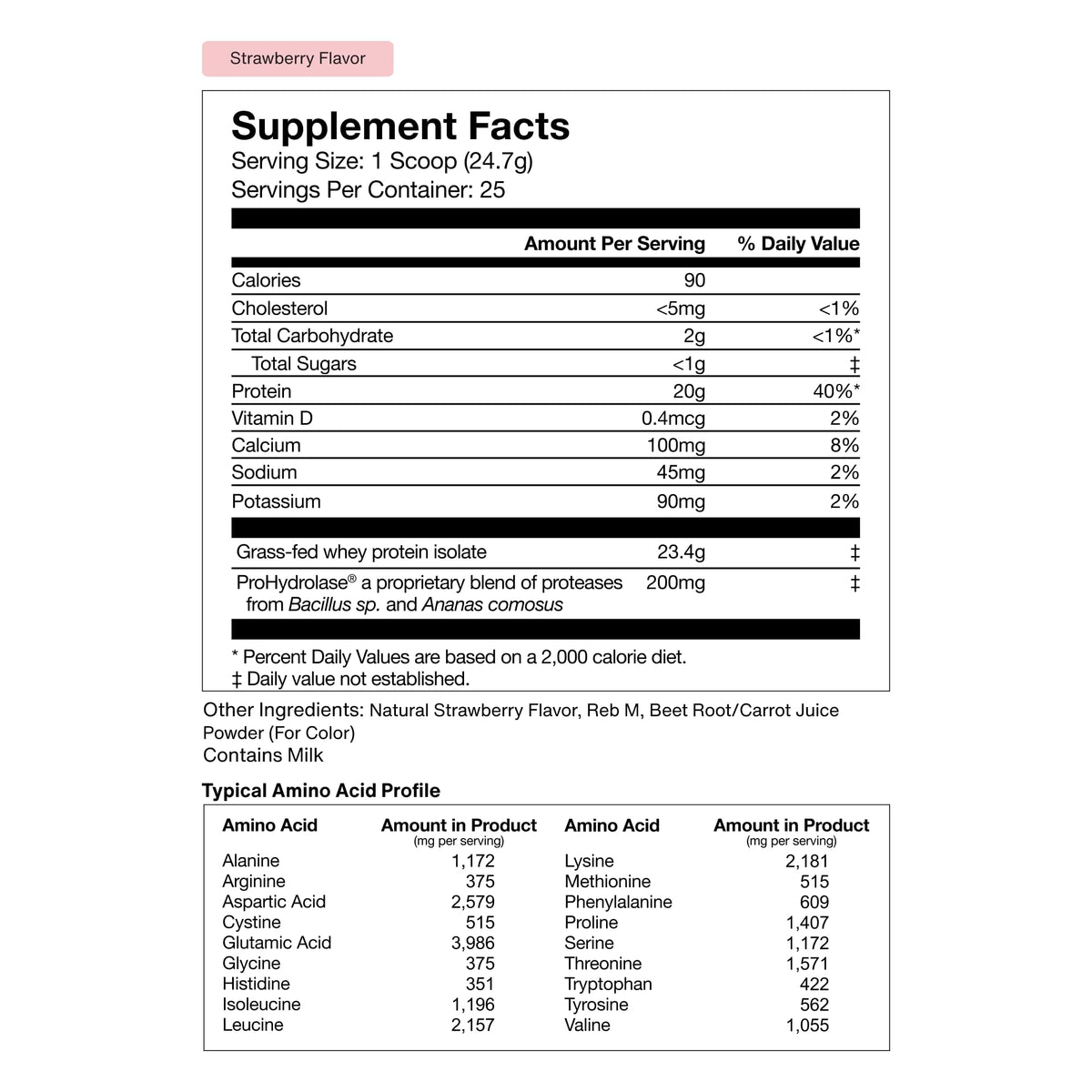 Momentous Grass-Fed Whey Protein Isolate Powder, 20g, Unflavored