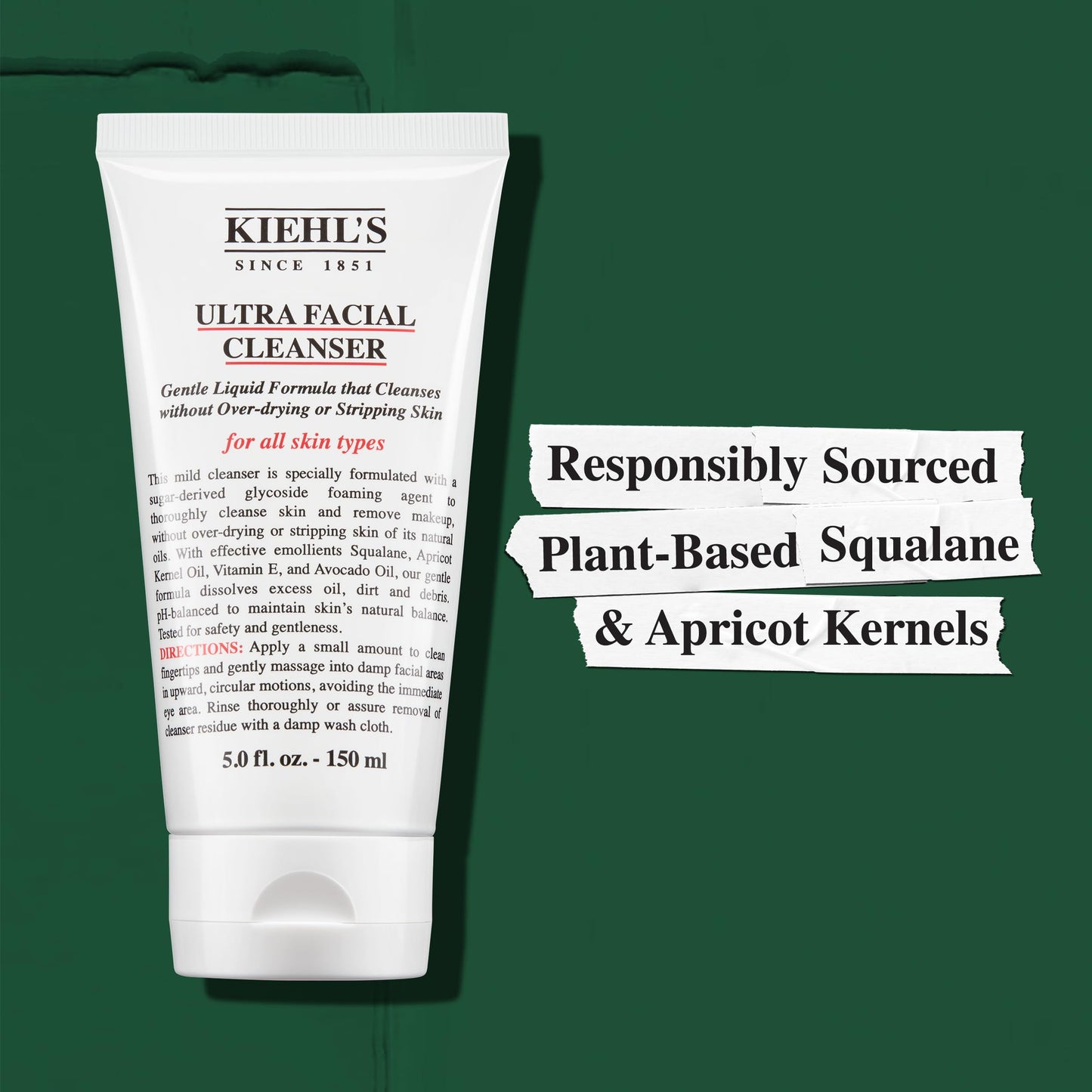 Kiehl's Ultra Facial Cleanser, Lightweight Foamy Facial Cleanser, Enriched Formula that Replenishes Skin Barrier, Gently Exfoliates and Moisturizes, Suitable for All Skin Types, Paraben Free