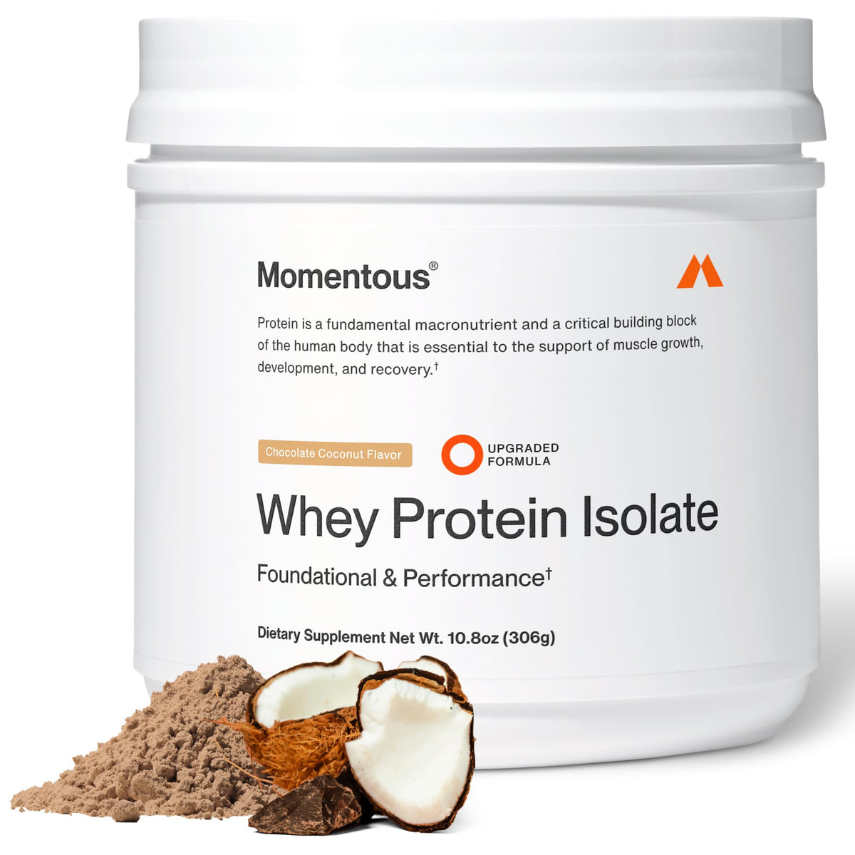 Momentous Grass-Fed Whey Protein Isolate Powder, 20g, Unflavored