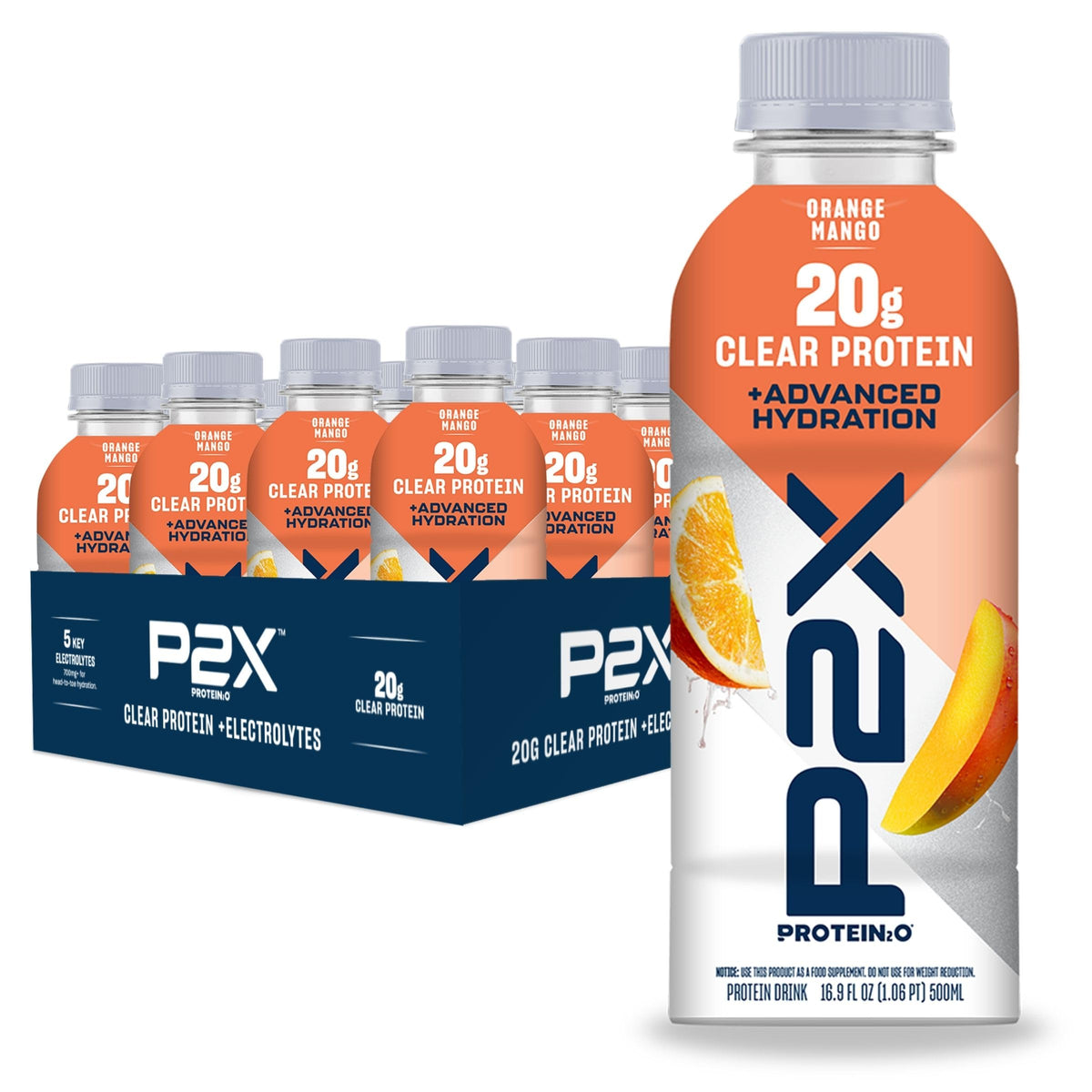 Protein2o P2X Advanced Hydration 20g Clear Protein Drink, 710mg of Electrolytes, 0g of Sugar - Post-Workout Recovery - 16.9 Fl Oz - 12 Count Strawberry Watermelon