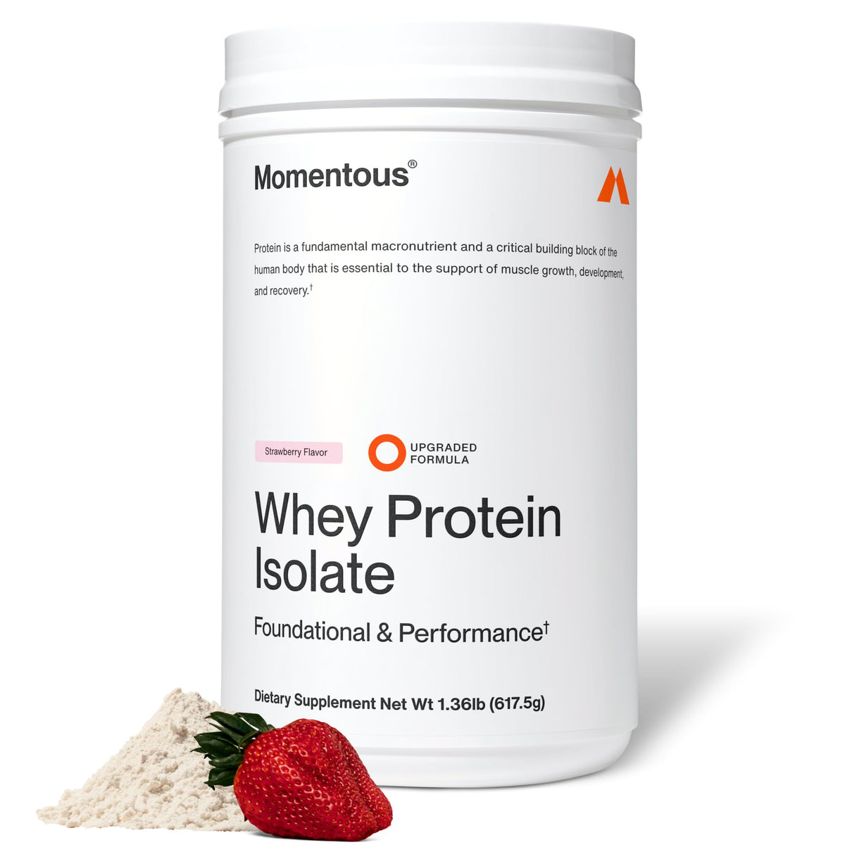 Momentous Grass-Fed Whey Protein Isolate Powder, 20g, Unflavored
