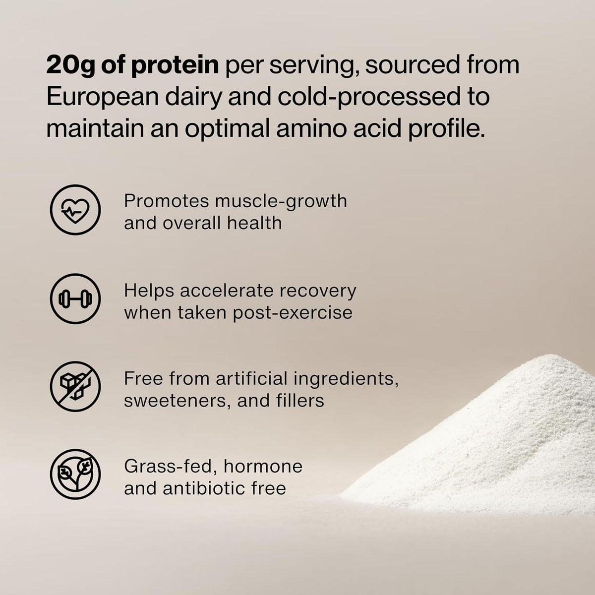 Momentous Grass-Fed Whey Protein Isolate Powder, 20g, Unflavored