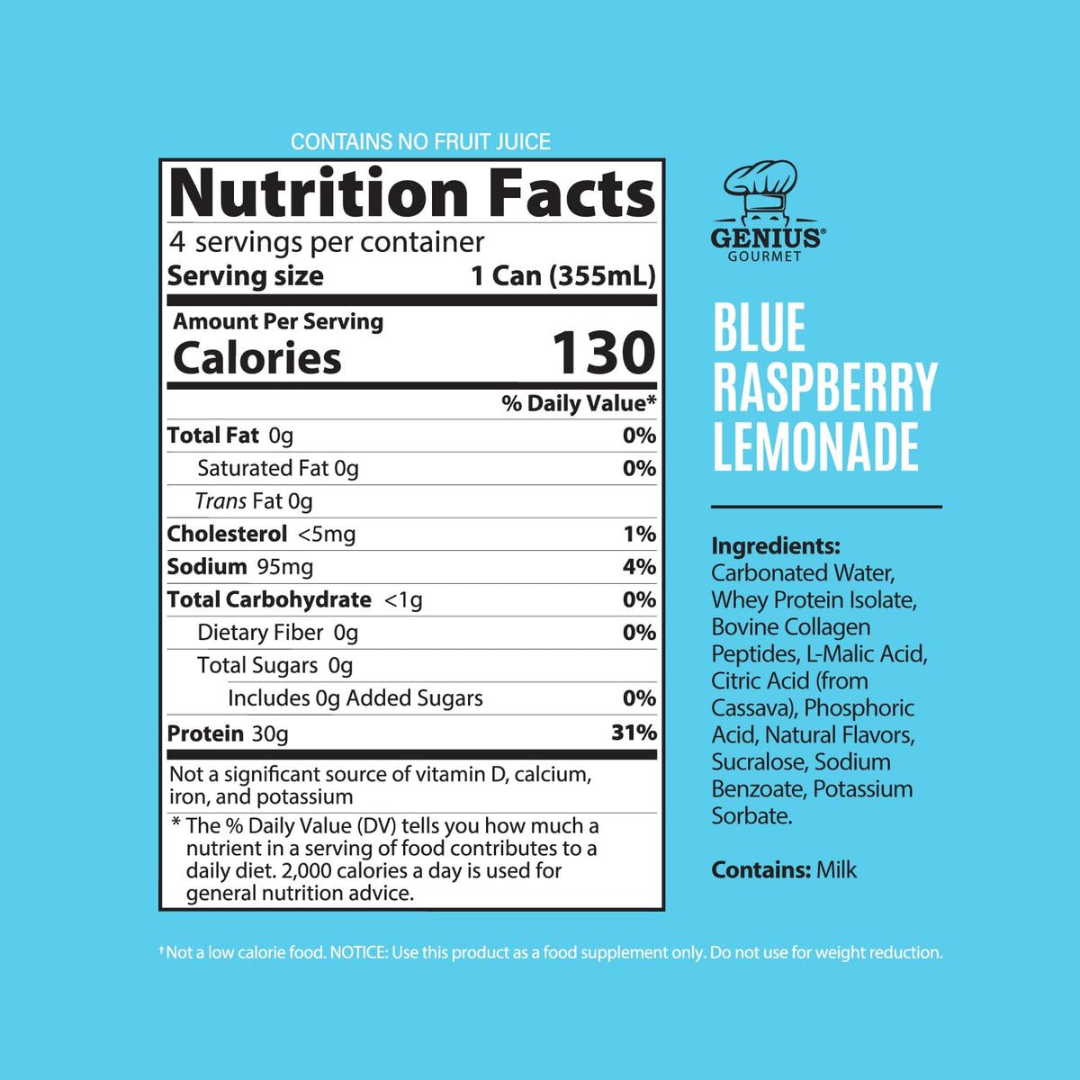 Genius Gourmet Clear Protein Sparkling Water Fruit Punch, 18 Pack