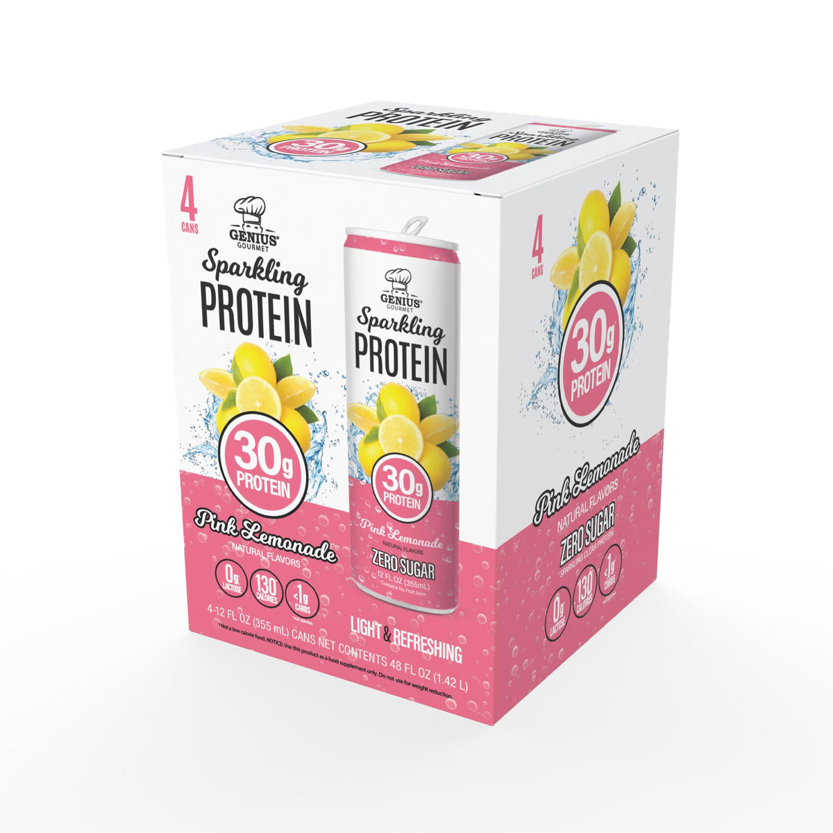 Genius Gourmet Clear Protein Sparkling Water Fruit Punch, 18 Pack