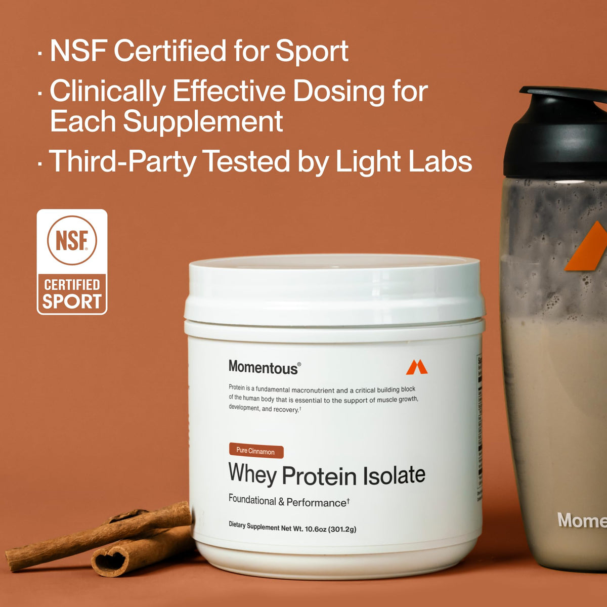 Momentous Grass-Fed Whey Protein Isolate Powder, 20g, Unflavored