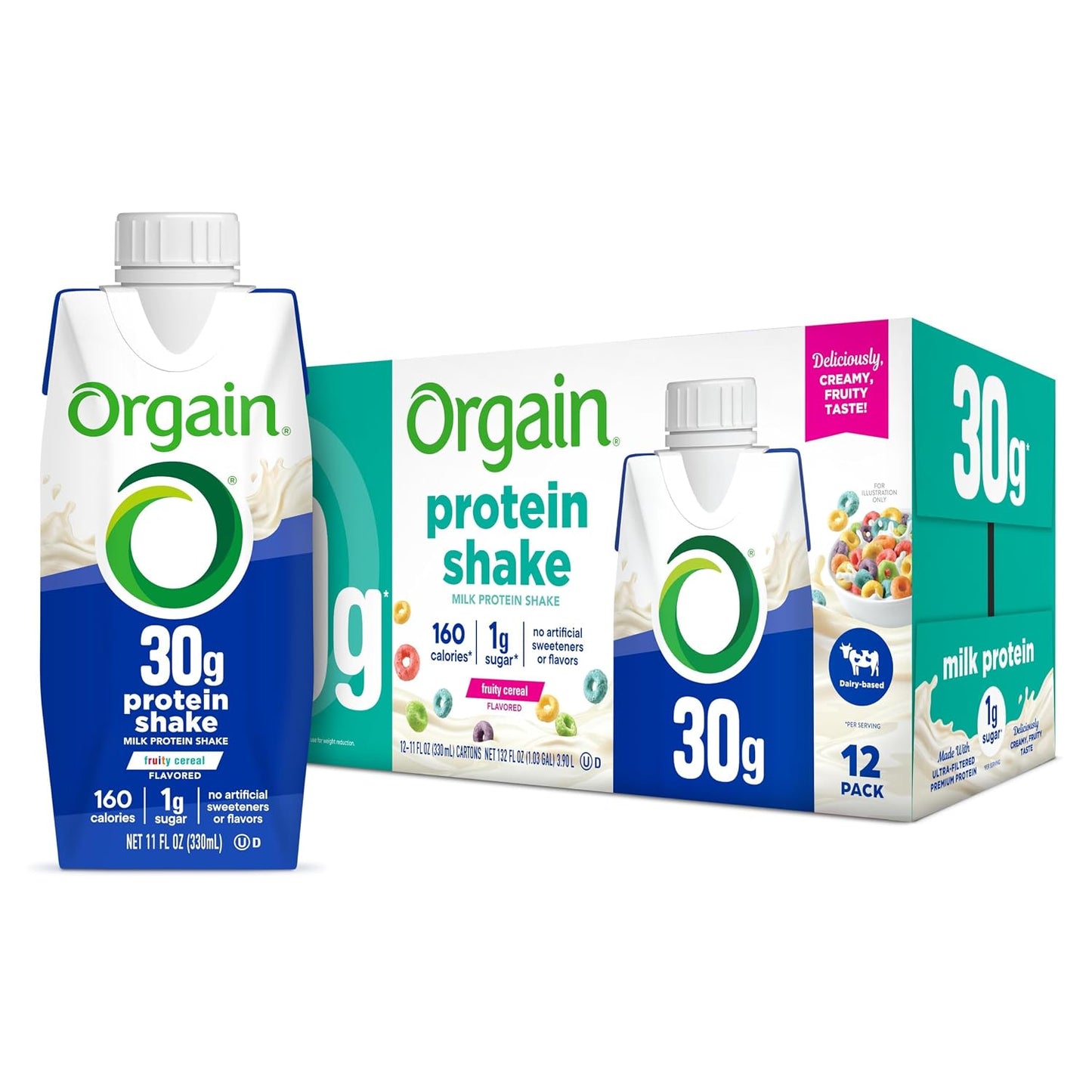 Orgain 30g High Protein Shake, Dairy Isolate Milk Protein, Vanilla Bean, 5g BCAAs, 1g Sugar Per Serving, Meal Replacement, Ready to Drink, Keto Friendly, Gluten-Free 11 Fl Oz (Pack of 12)