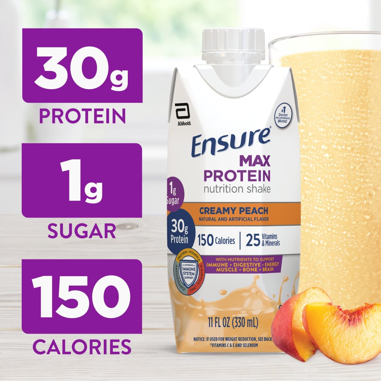 Ensure Max Protein Shake | Milk Chocolate | Ready to Drink | 30g Protein for Muscle Health | 1g Sugar, 4g Fiber | 11 fl oz, 12 Pack