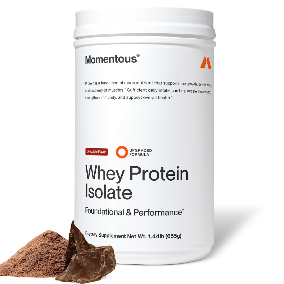Momentous Grass-Fed Whey Protein Isolate Powder, 20g, Unflavored