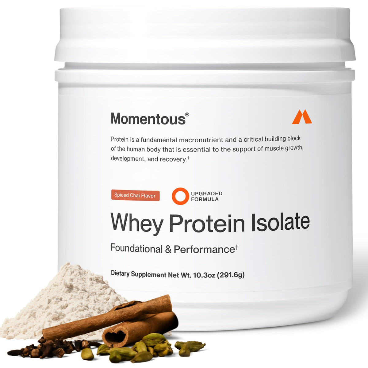 Momentous Grass-Fed Whey Protein Isolate Powder, 20g, Unflavored
