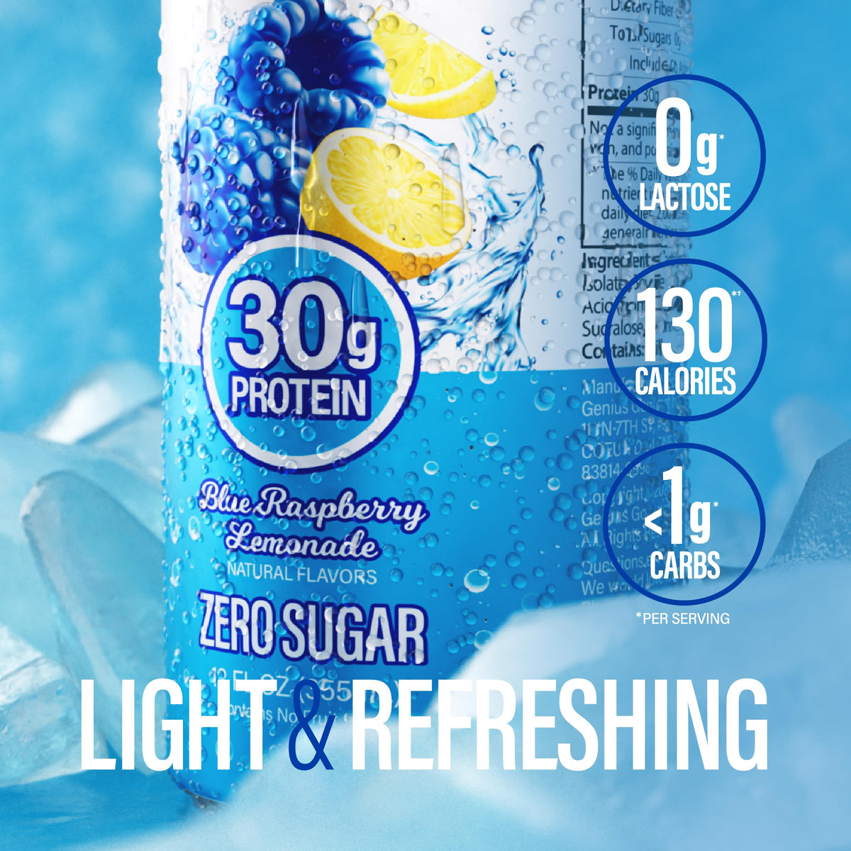 Genius Gourmet Clear Protein Sparkling Water Fruit Punch, 18 Pack