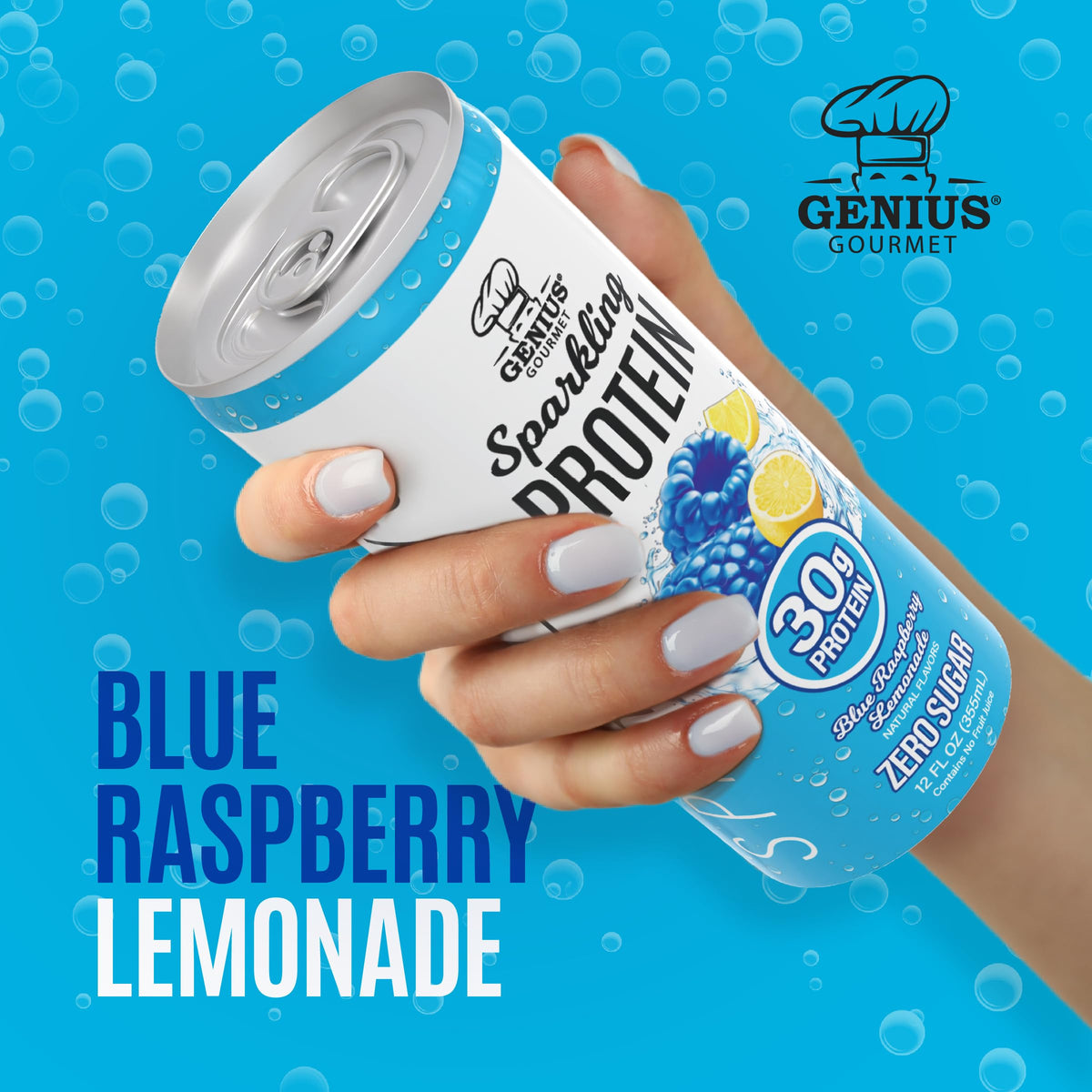 Genius Gourmet Clear Protein Sparkling Water Fruit Punch, 18 Pack