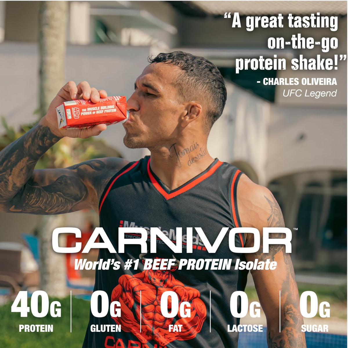 MuscleMeds Carnivor RTD, Ready to Drink Protein, Lactose Free, Sugar Free, 40g Isolate Protein, Muscle Building, Recovery, Chocolate, 16.9 Fl Oz (Pack of 12)