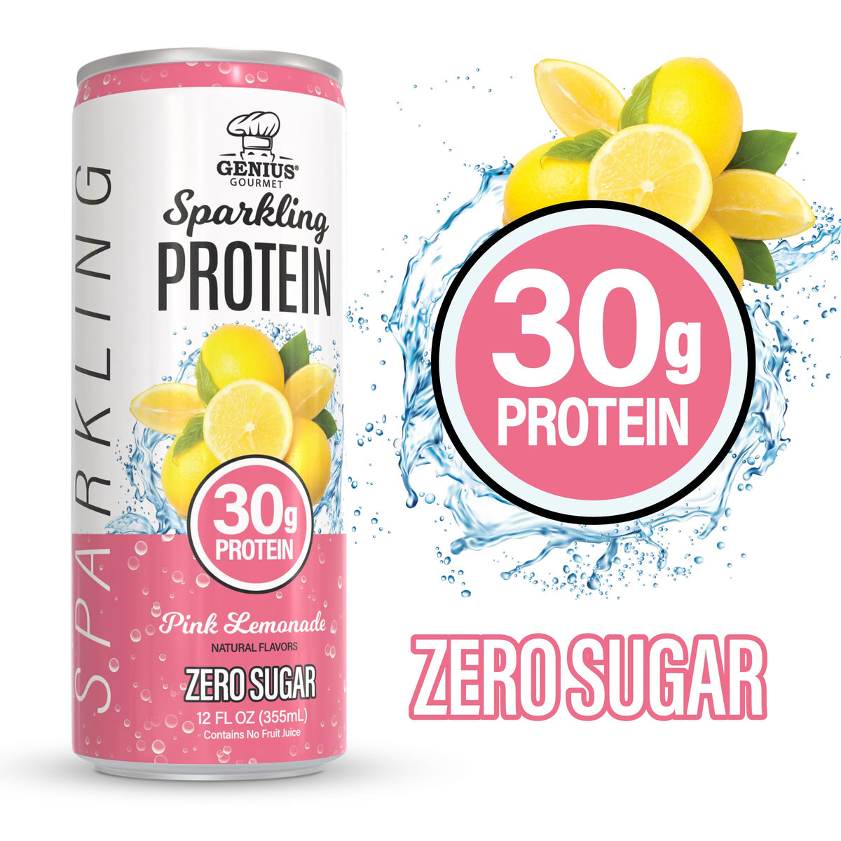 Genius Gourmet Clear Protein Sparkling Water Fruit Punch, 18 Pack