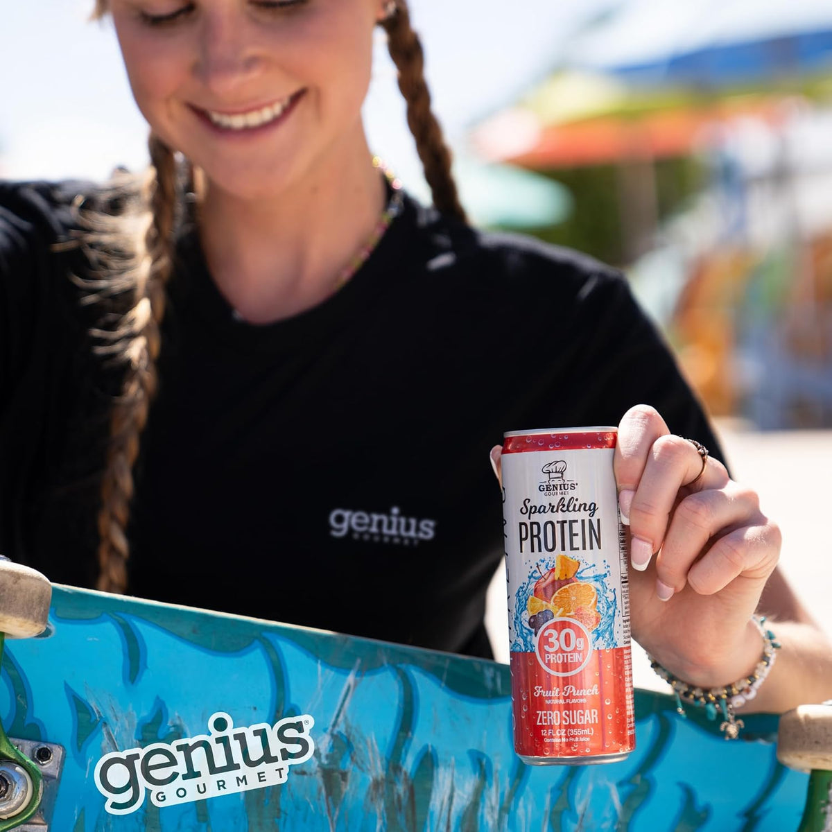 Genius Gourmet Clear Protein Sparkling Water Fruit Punch, 18 Pack
