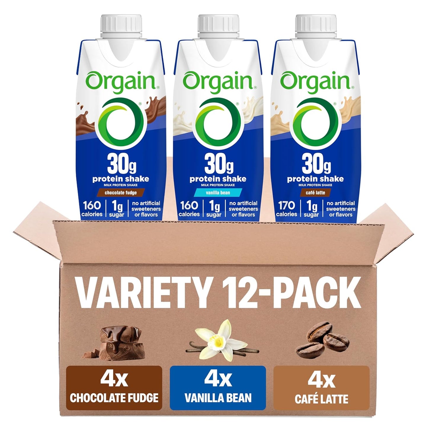 Orgain 30g High Protein Shake, Dairy Isolate Milk Protein, Vanilla Bean, 5g BCAAs, 1g Sugar Per Serving, Meal Replacement, Ready to Drink, Keto Friendly, Gluten-Free 11 Fl Oz (Pack of 12)
