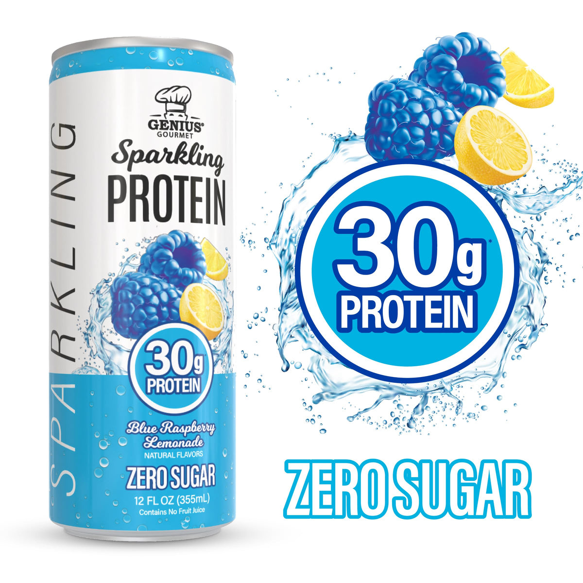 Genius Gourmet Clear Protein Sparkling Water Fruit Punch, 18 Pack