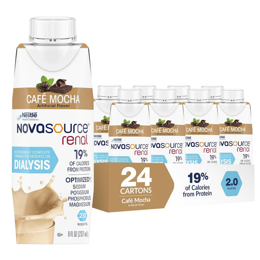 NOVASOURCE Renal Mocha Dialysis Protein Shakes, 8 Fl Oz, 24pk