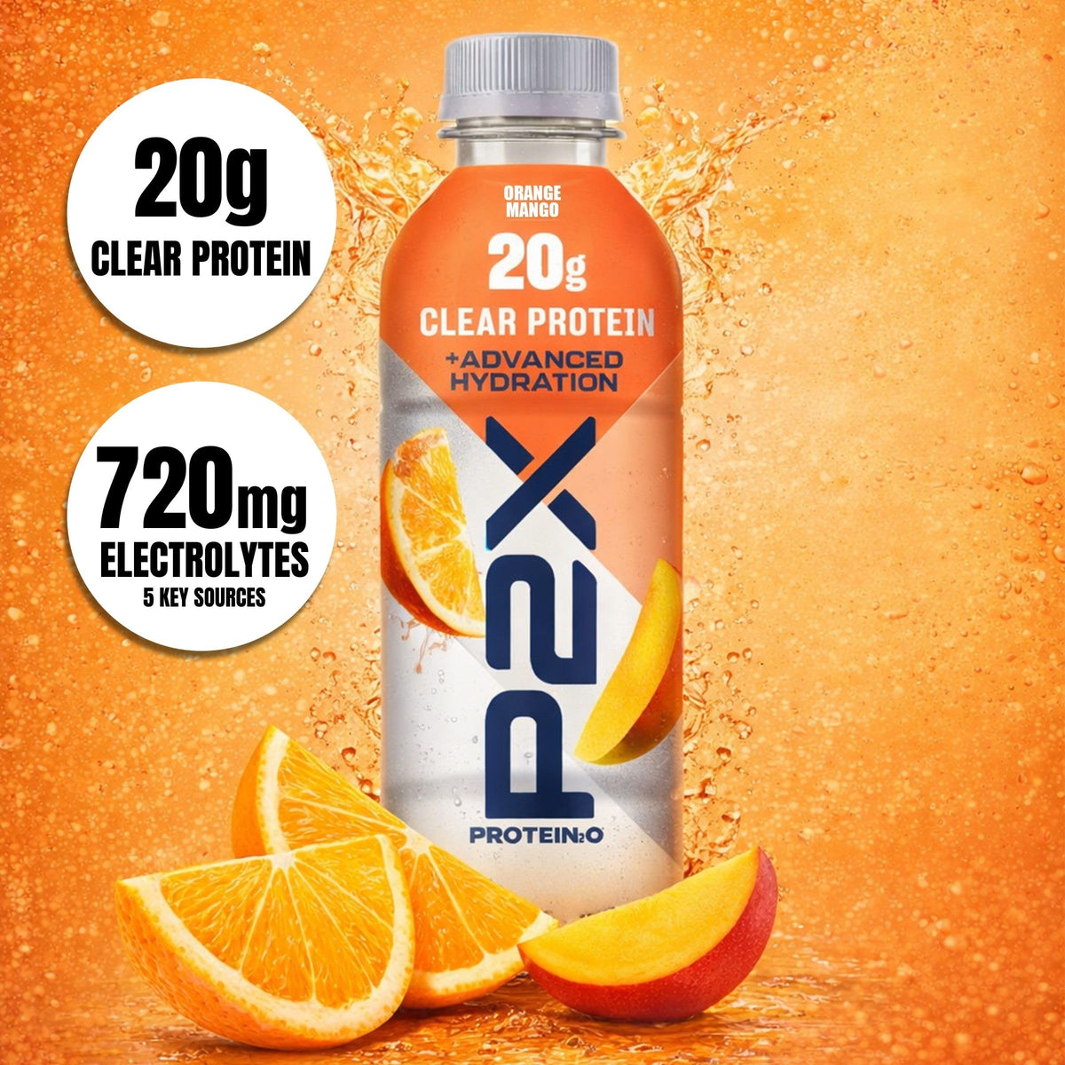 Protein2o P2X Advanced Hydration 20g Clear Protein Drink, 710mg of Electrolytes, 0g of Sugar - Post-Workout Recovery - 16.9 Fl Oz - 12 Count Strawberry Watermelon