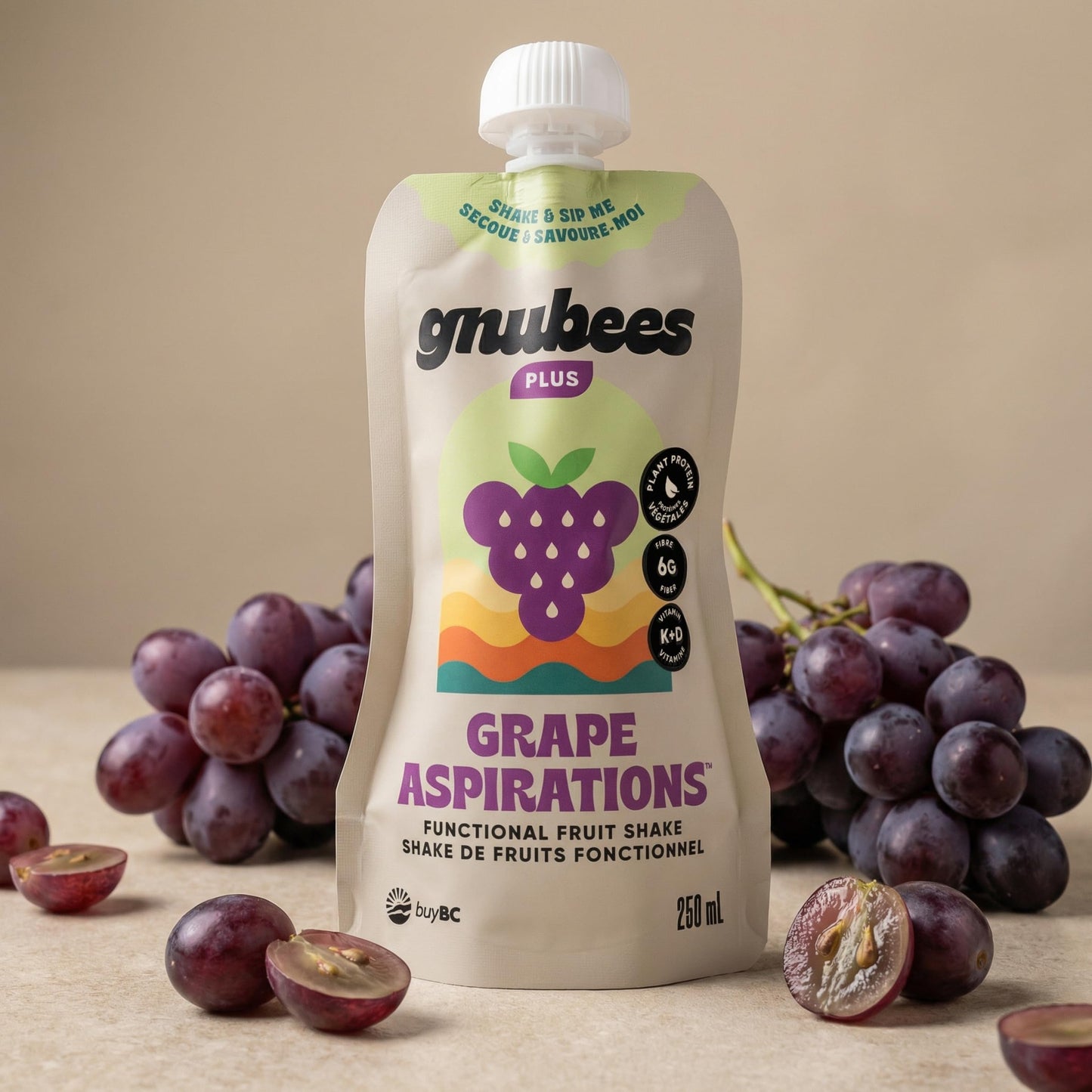 Gnubees Protein Smoothie, 6 Count – 8g Protein + 4g Fibersol | Ready-to-Drink Protein Shake For Adults with Real Fruits, Prebiotic, Non GMO, Lactose Free - Strawberry Wise, 8 fl oz