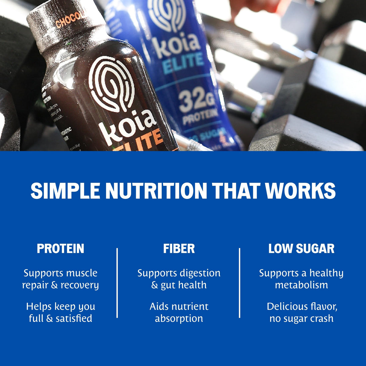 Koia Elite, Plant-Based Protein Shake with Prebiotic Fiber, Chocolate