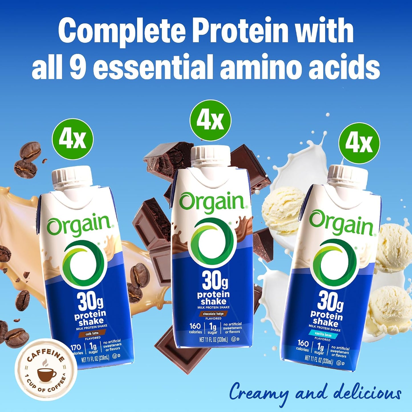 Orgain 30g High Protein Shake, Dairy Isolate Milk Protein, Vanilla Bean, 5g BCAAs, 1g Sugar Per Serving, Meal Replacement, Ready to Drink, Keto Friendly, Gluten-Free 11 Fl Oz (Pack of 12)