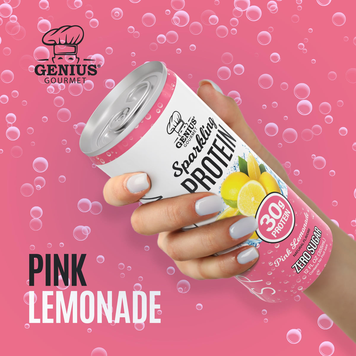 Genius Gourmet Clear Protein Sparkling Water Fruit Punch, 18 Pack