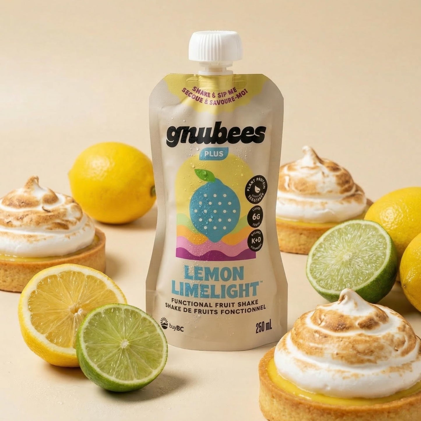 Gnubees Protein Smoothie, 6 Count – 8g Protein + 4g Fibersol | Ready-to-Drink Protein Shake For Adults with Real Fruits, Prebiotic, Non GMO, Lactose Free - Strawberry Wise, 8 fl oz