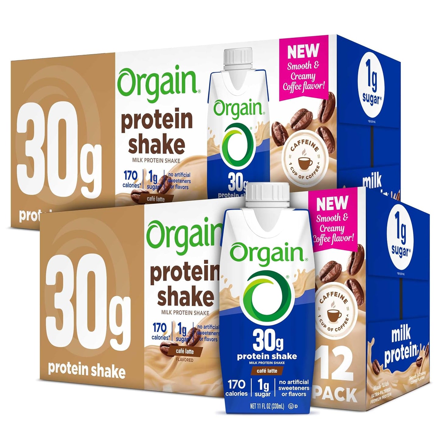 Orgain 30g High Protein Shake, Dairy Isolate Milk Protein, Vanilla Bean, 5g BCAAs, 1g Sugar Per Serving, Meal Replacement, Ready to Drink, Keto Friendly, Gluten-Free 11 Fl Oz (Pack of 12)
