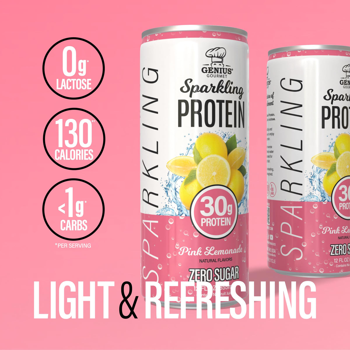 Genius Gourmet Clear Protein Sparkling Water Fruit Punch, 18 Pack