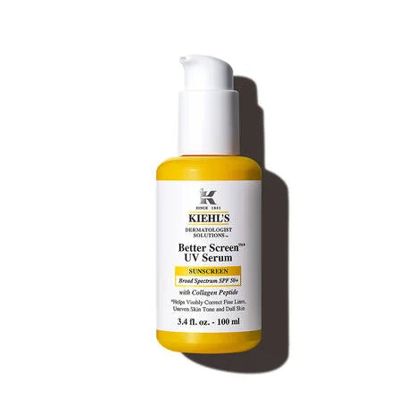 Kiehl's Better Screen UV Serum SPF 50+, Invisible Facial Sunscreen with Collagen Peptide, UV Filters to Shield UVA & UVB, Helps Correct Visible Signs of Aging, Boosts Skin Radiance